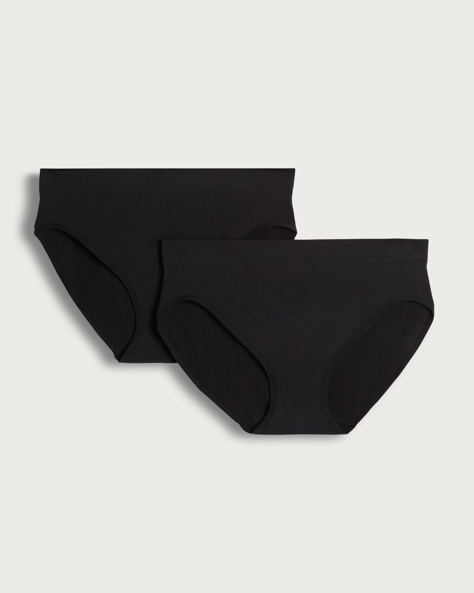 image 1 of F&F 2-Pack Contour High Leg Seamless Knickers in Black
