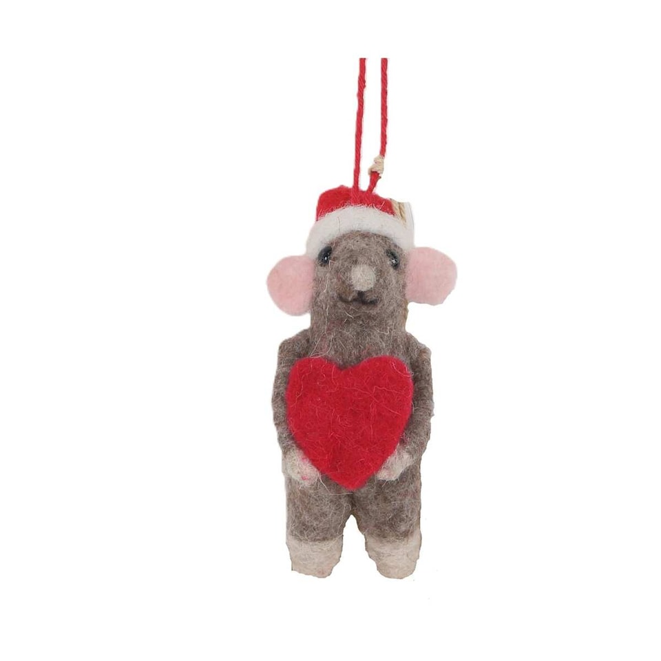 Bayswood Christmas Heart Mouse Hanging Decoration