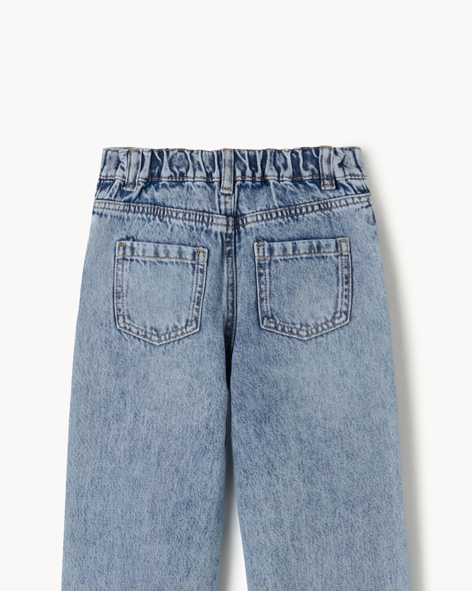 image 1 of F&F Girls Pure Cotton Heart Pattern Jeans in Blue