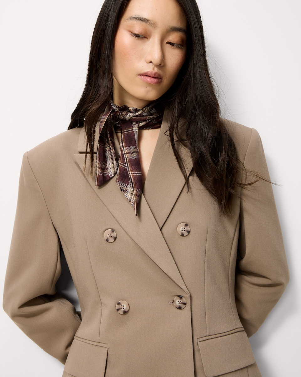 image 1 of F&F Double Breasted Cinched Co-ord Blazer in Tan