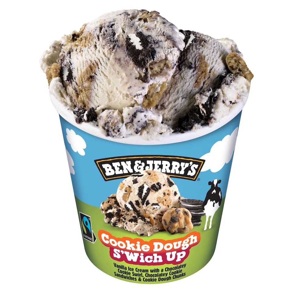 image 1 of Ben & Jerry's Cookie Dough S'wich Up Vanilla Ice Cream Tub 465ml