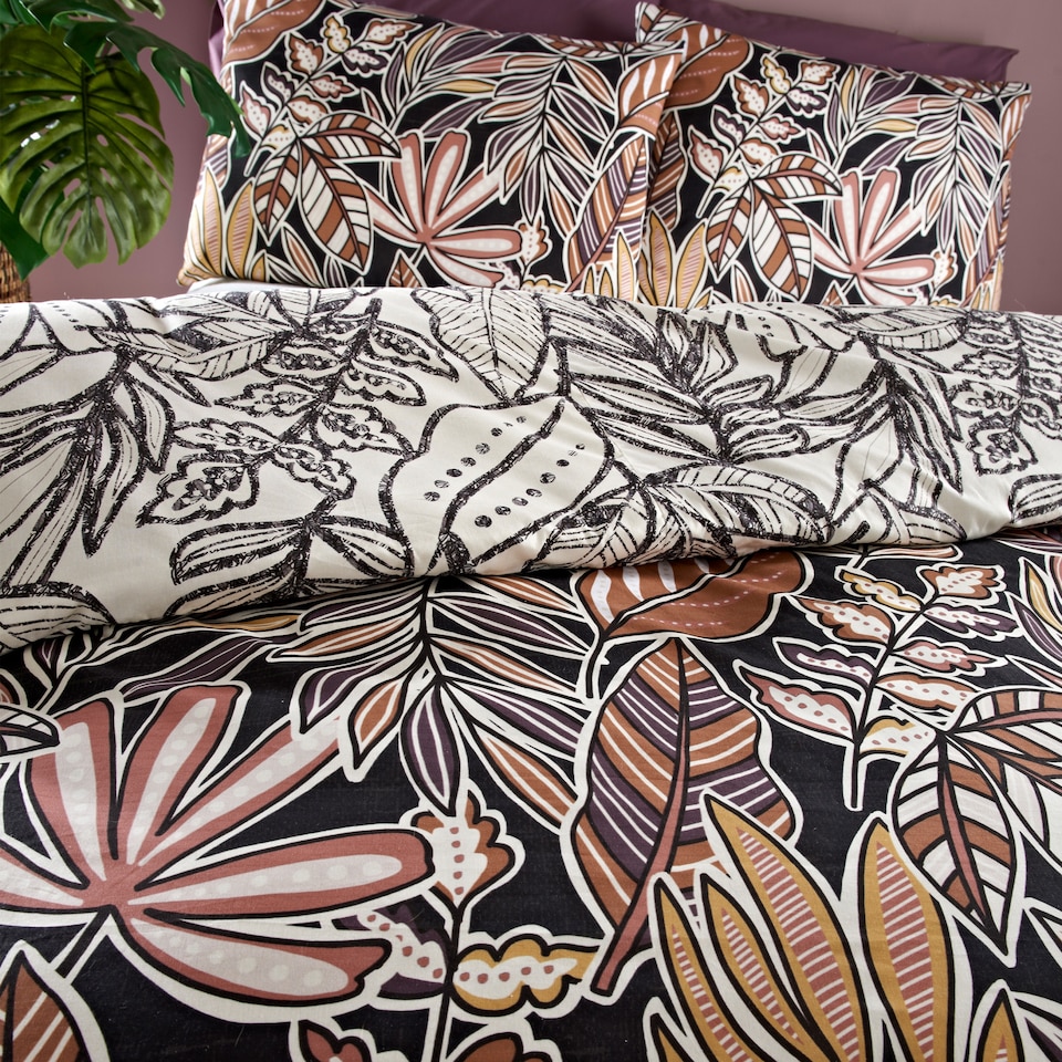 image 1 of Cosmo Living Leaf Print Duvet Set Double
