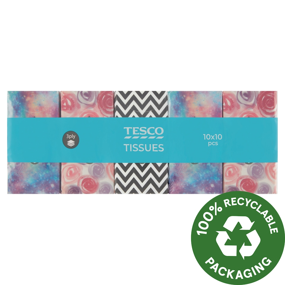 Tesco papír zsebkendő 3 rétegű 10 x 10 db