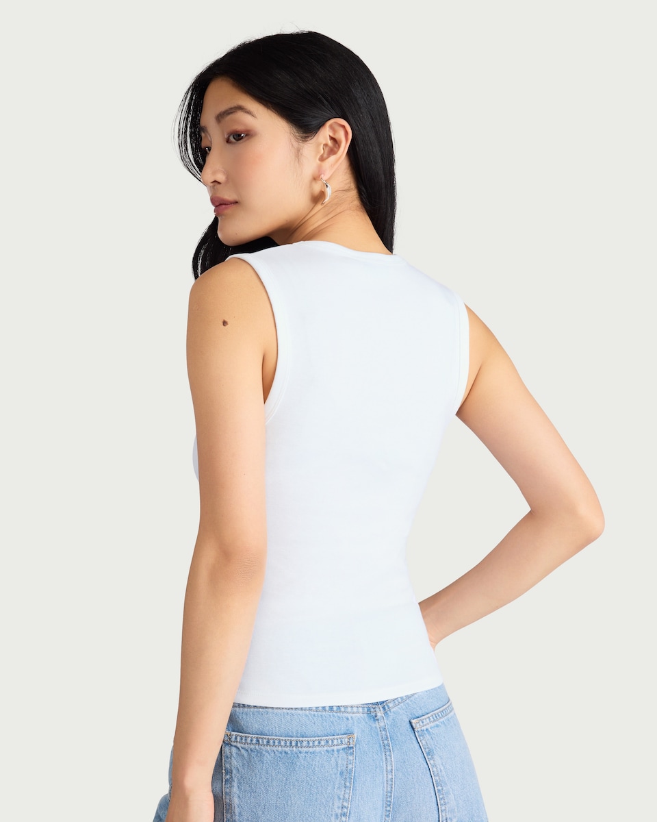 image 1 of F&F V-Neck Vest in White
