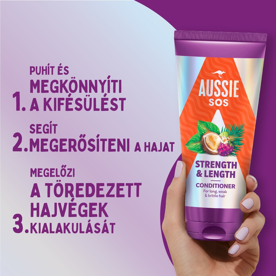 Aussie SOS Strength & Length Balzsam 200ml Hosszú, Gyenge és Törékeny Hajra  1. kép