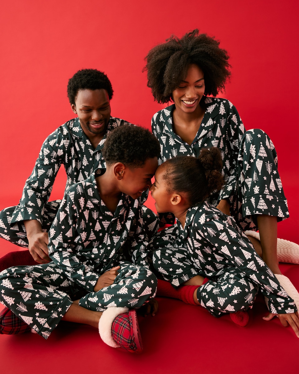image 1 of Christmas Pure Cotton Tree Revere Matching Family Pyjama Set in Multi Green