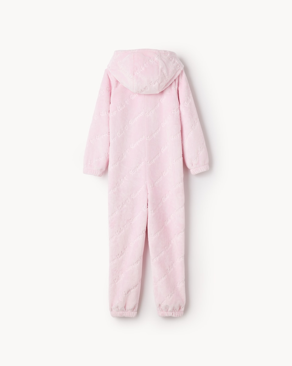 image 1 of F&F Girls Fleece Sleepover Club Onesie in Pink