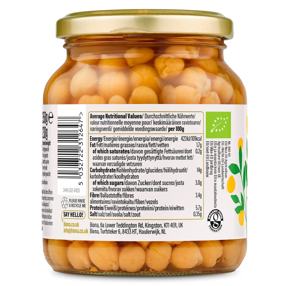 image 1 of Biona Organic Chick Peas - Jar 350g