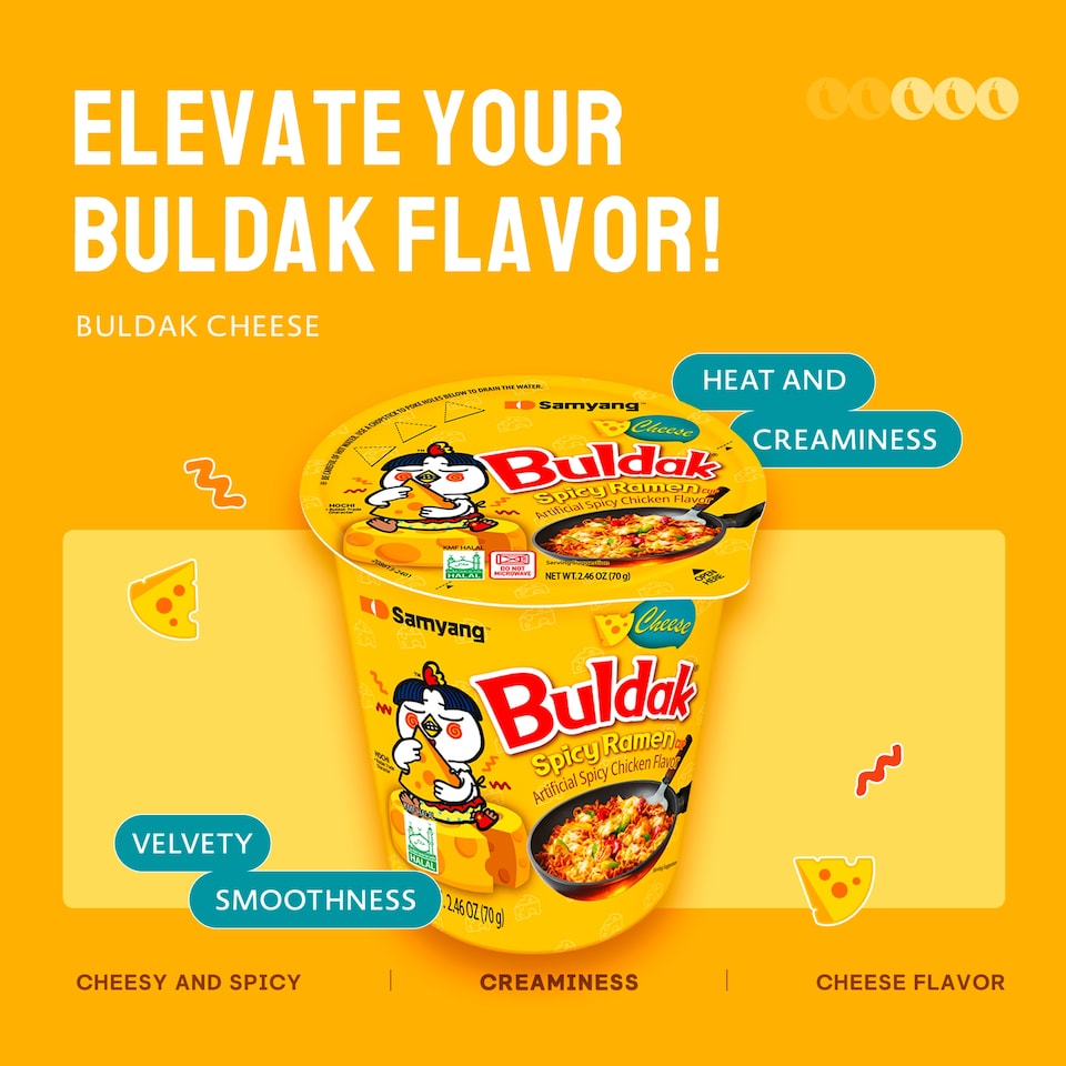 image 1 of SAMYANG CHEESE BULDAK HOT CHICKEN FLAVOUR RAMEN CUP 70G