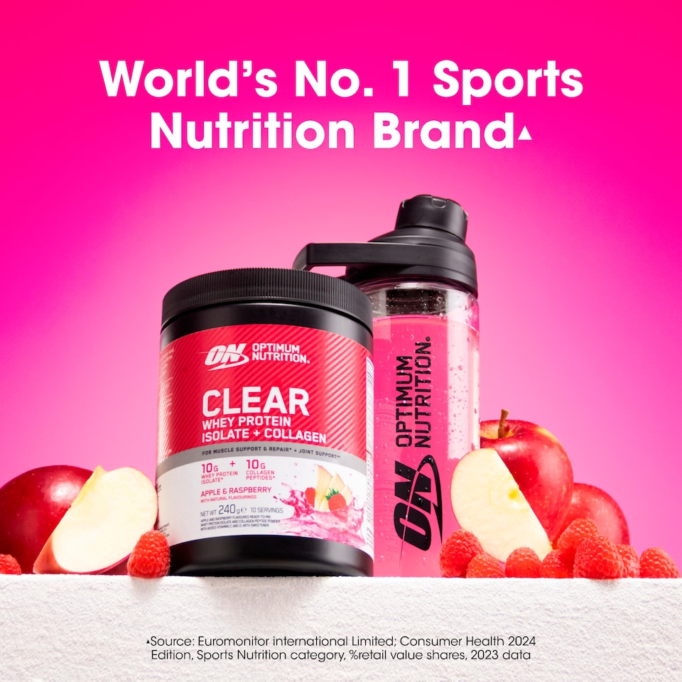 image 1 of Optimum Nutrition Clear Whey + Collagen Apple & Raspberry 240g