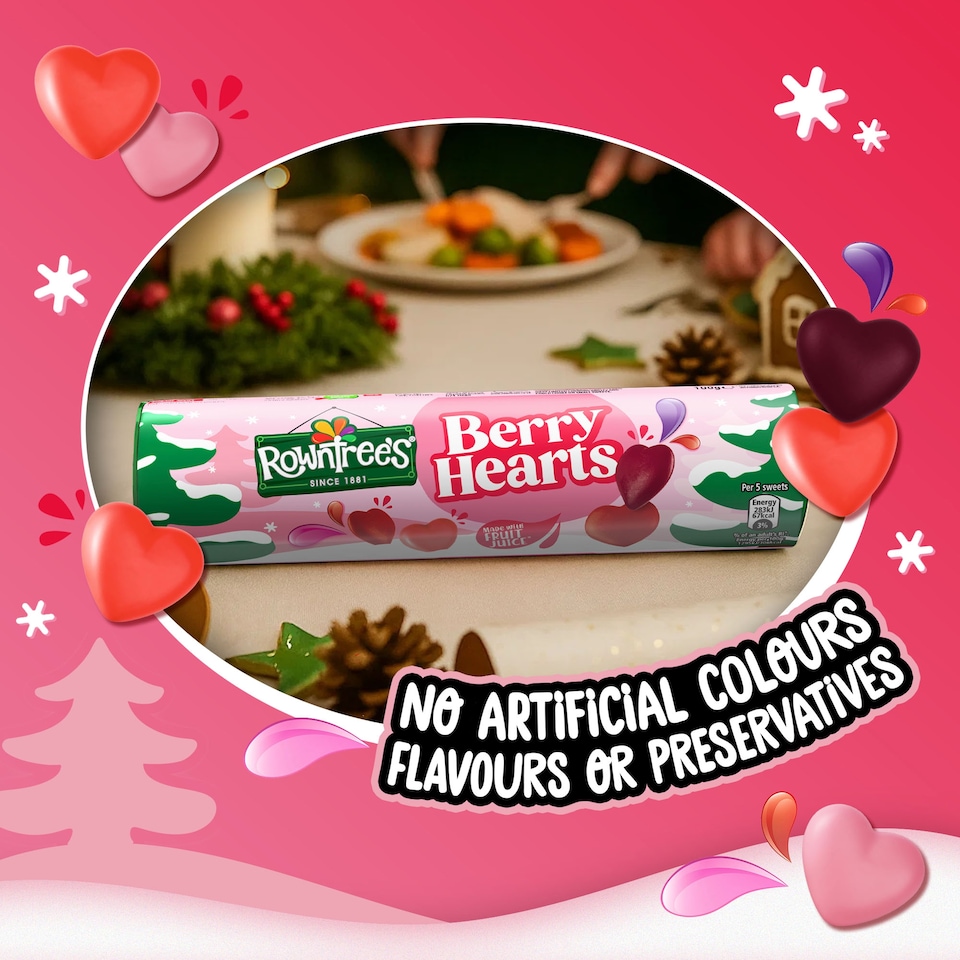 image 1 of Rowntree's Berry Hearts Sweets Giant Tube 100g