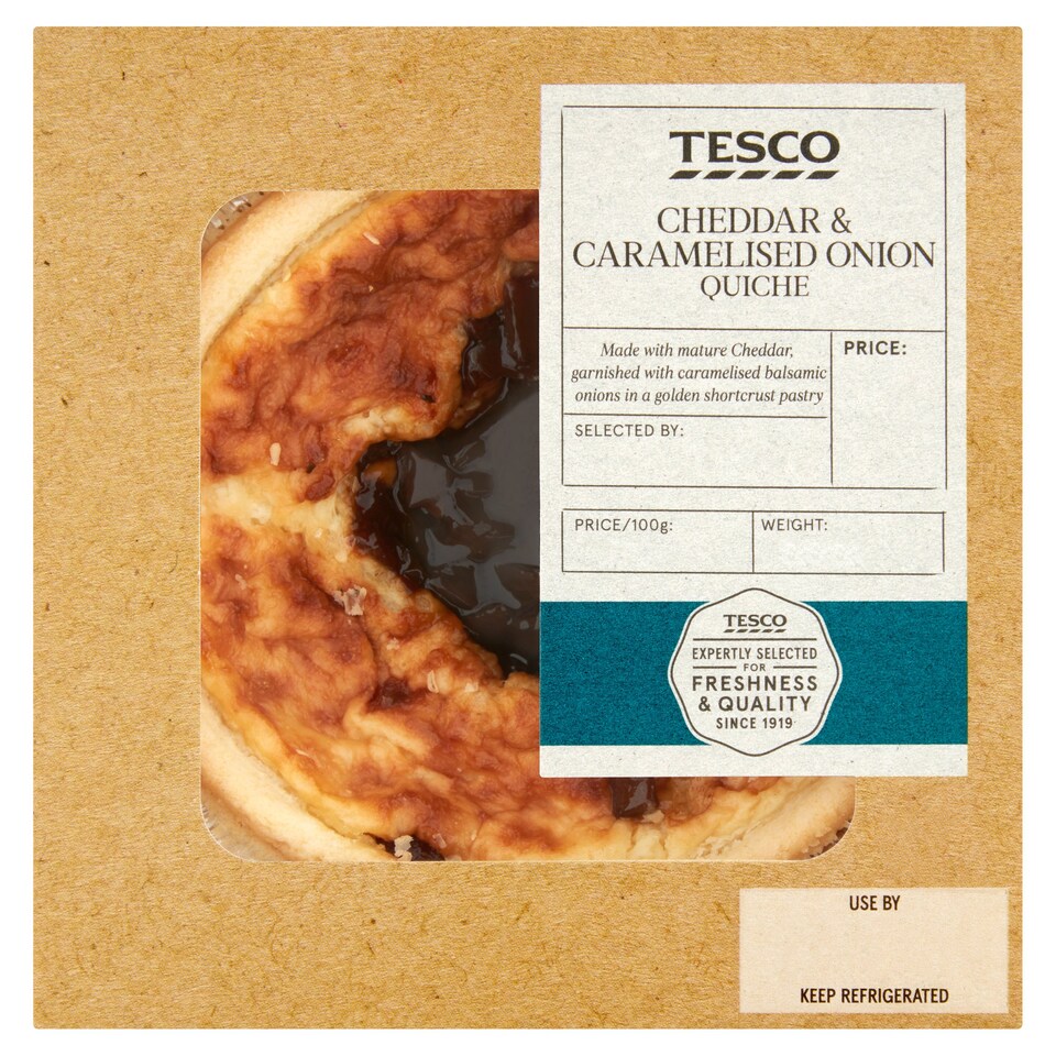 Tesco Cheddar & Caramelised Onion Quiche 160G Tesco Groceries