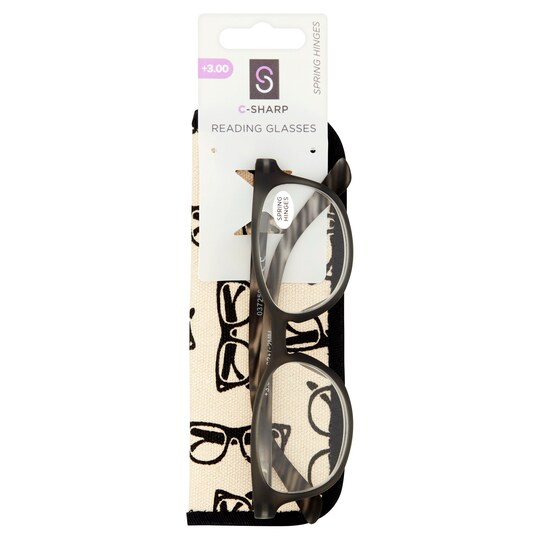 CSharp Keyhole Reading Glasses +3.00 Tesco Groceries