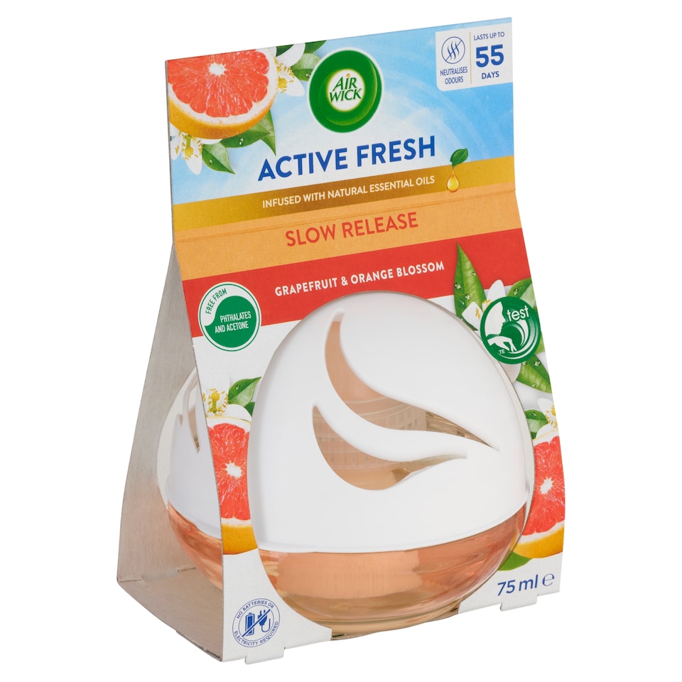 image 1 of Air Wick Active Fresh Grapefruit & Orange Blossom Air Freshener 75ml