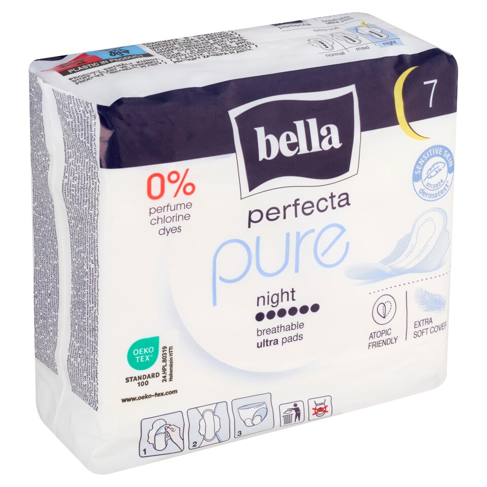 Obrázek 1 pro produkt Bella Perfecta Pure Night ultratenké hygienické vložky 7 ks