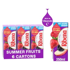 Ribena Summer Fruits No Added Sugar Juice Drink 6x250ml