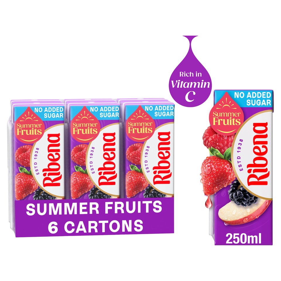 image 1 of Ribena Summer Fruits No Added Sugar Juice Drink 6x250ml
