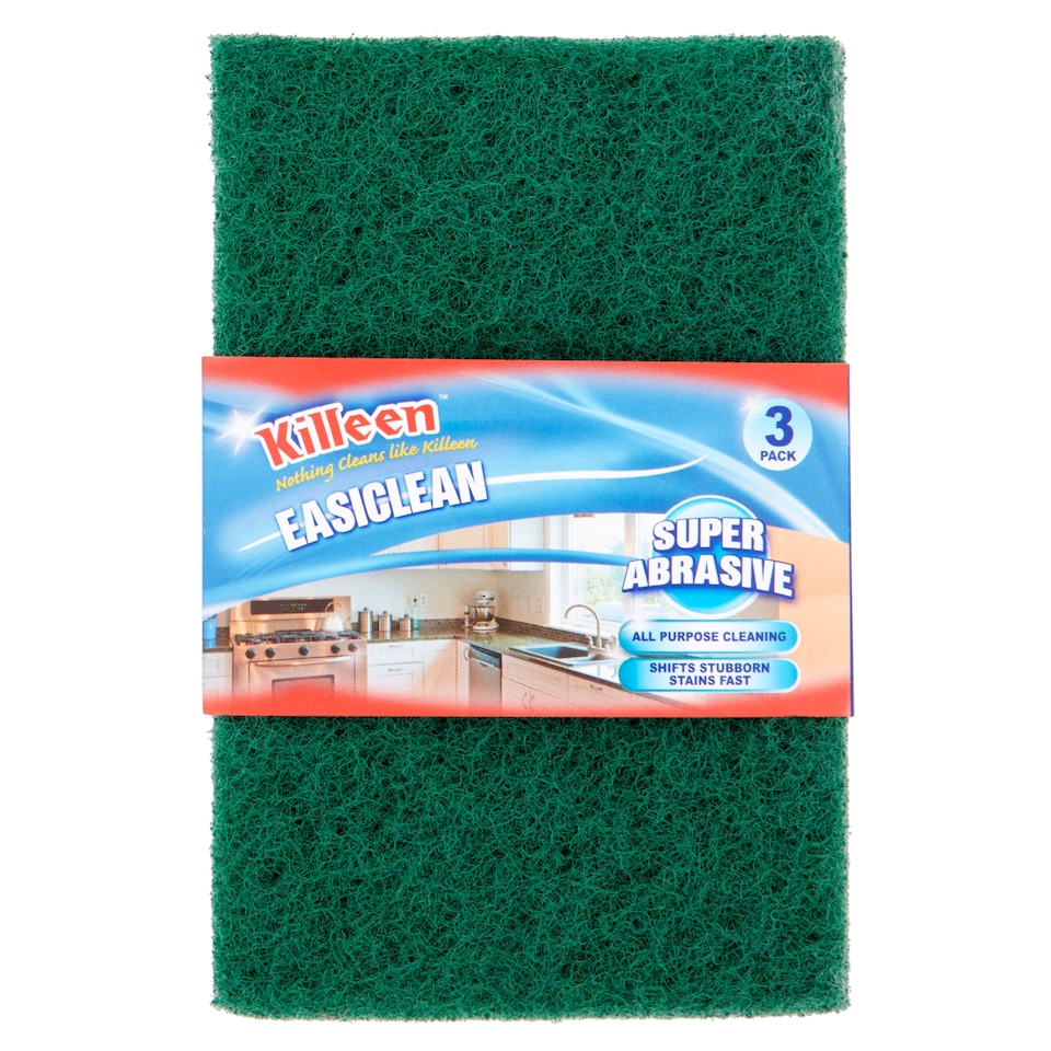 Killeen Easicln Flat Scourer Standard Green 3 Pack