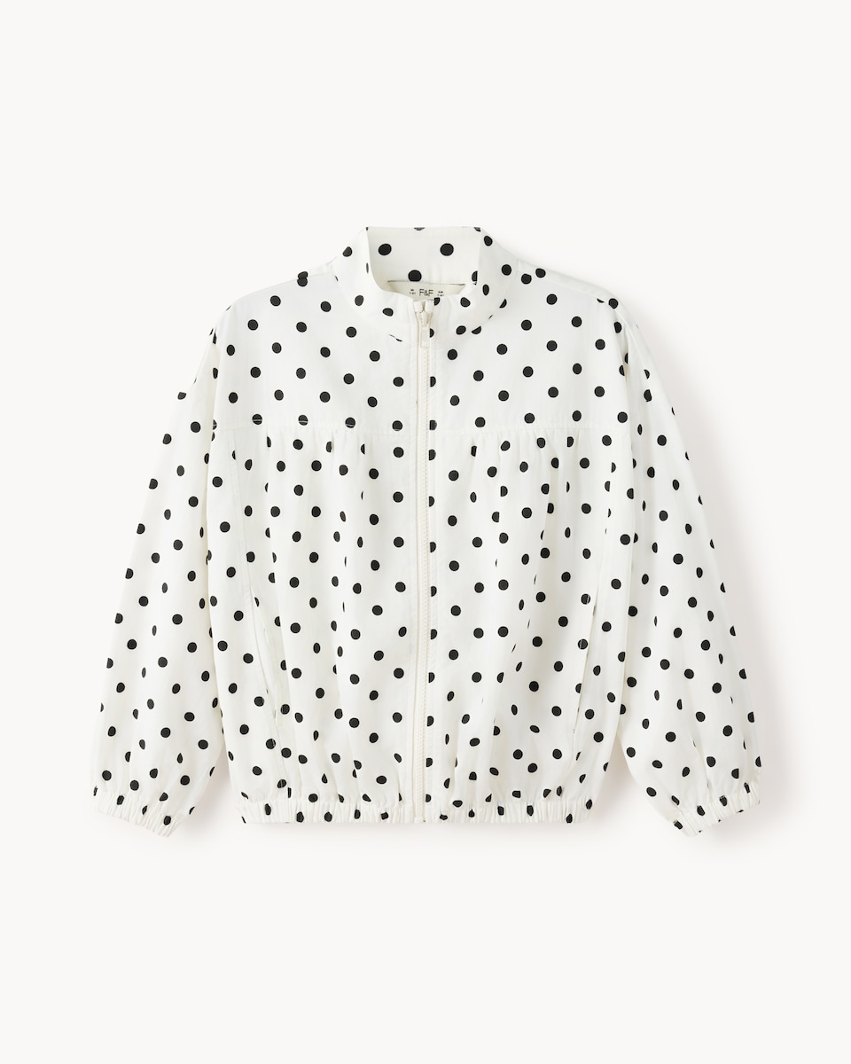 image 1 of F&F Girls Pure Cotton Polka Dot Jacket in White