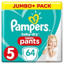 Pampers Baby Dry Size 5 Jumbo Plus Pack Nappy Pants 64