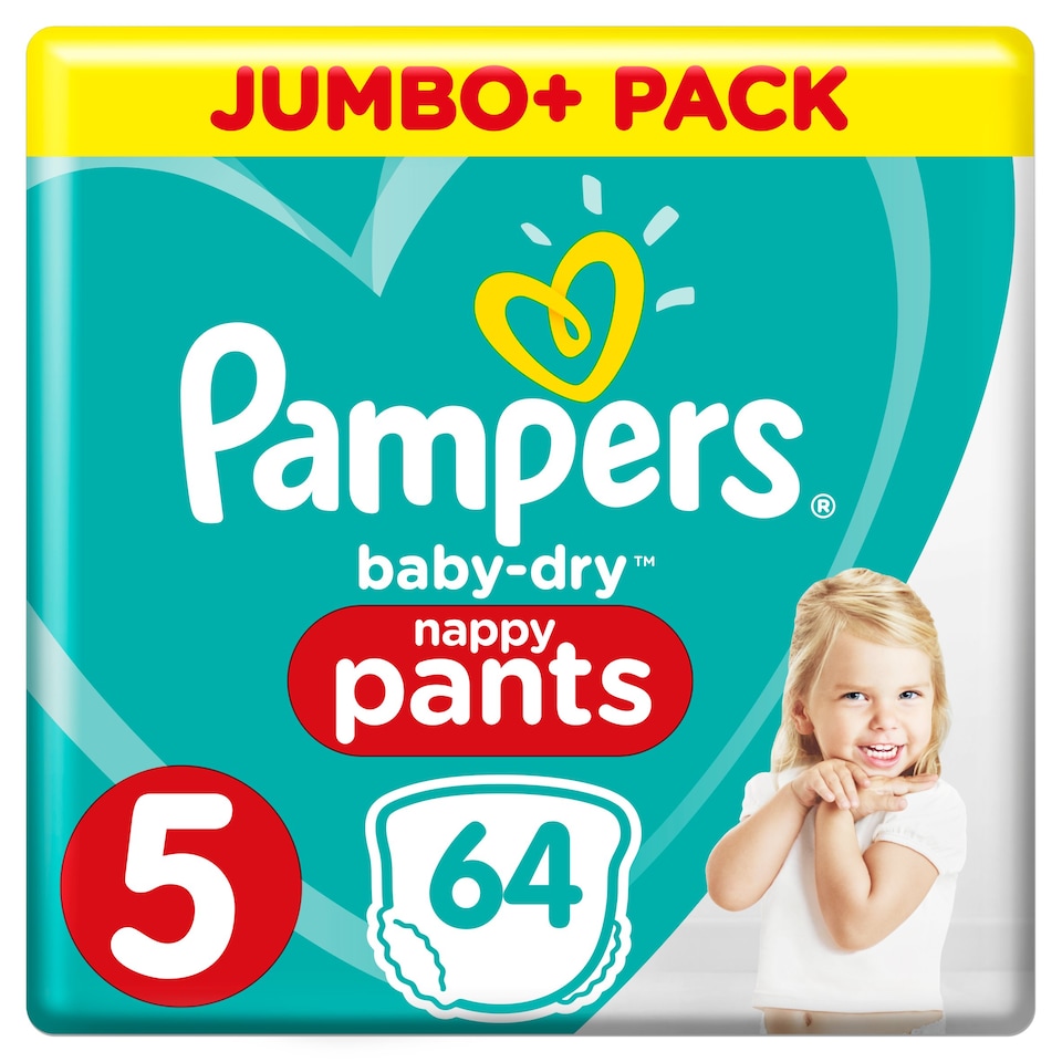 image 1 of Pampers Baby Dry Size 5 Jumbo Plus Pack Nappy Pants 64