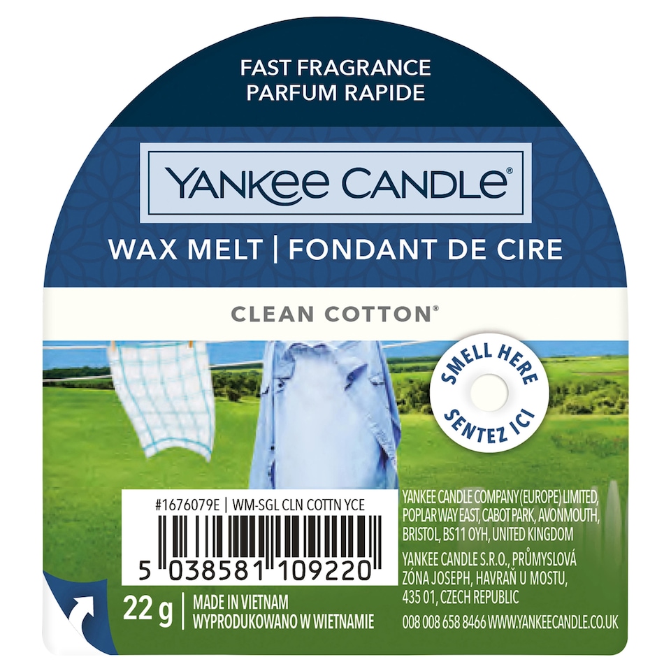 image 1 of Yankee Clean Cotton Wax Melt 22G