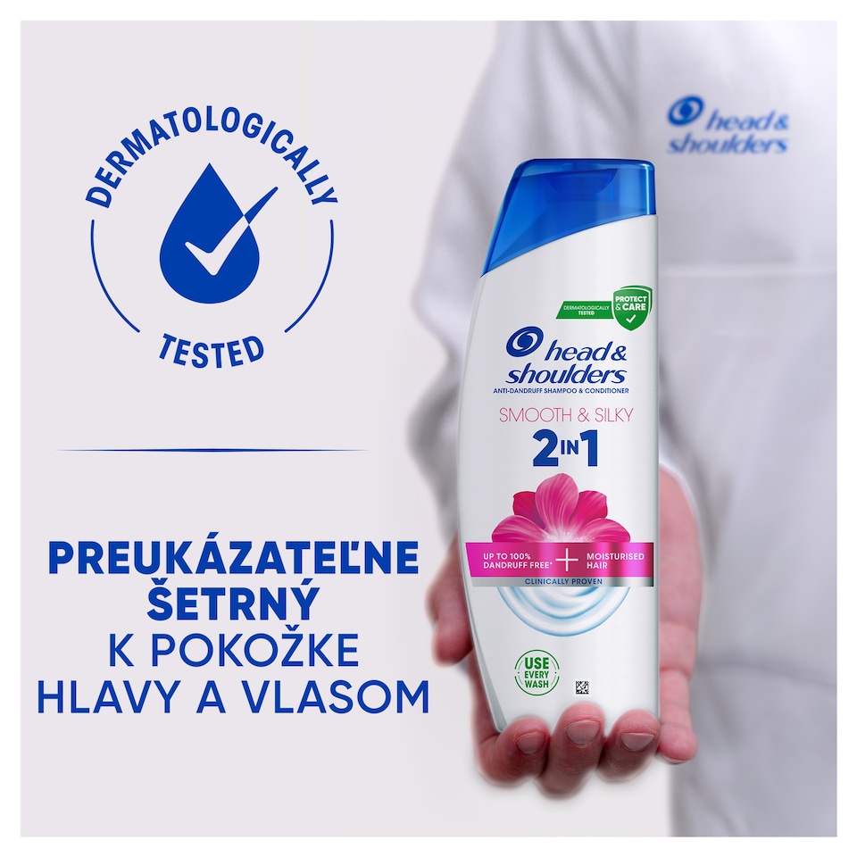 image 1 of Head & Shoulders Smooth & Silky 2in1 Anti Dandruff Shampoo 330ml. Fresh Clean Feeling