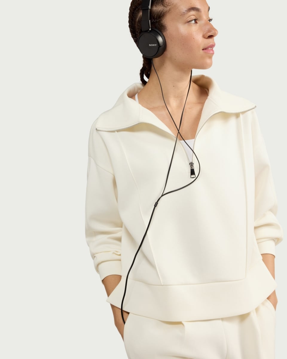 image 1 of F&F Active AFTERCLASS Half Zip Co-ord Sweatshirt in Cream