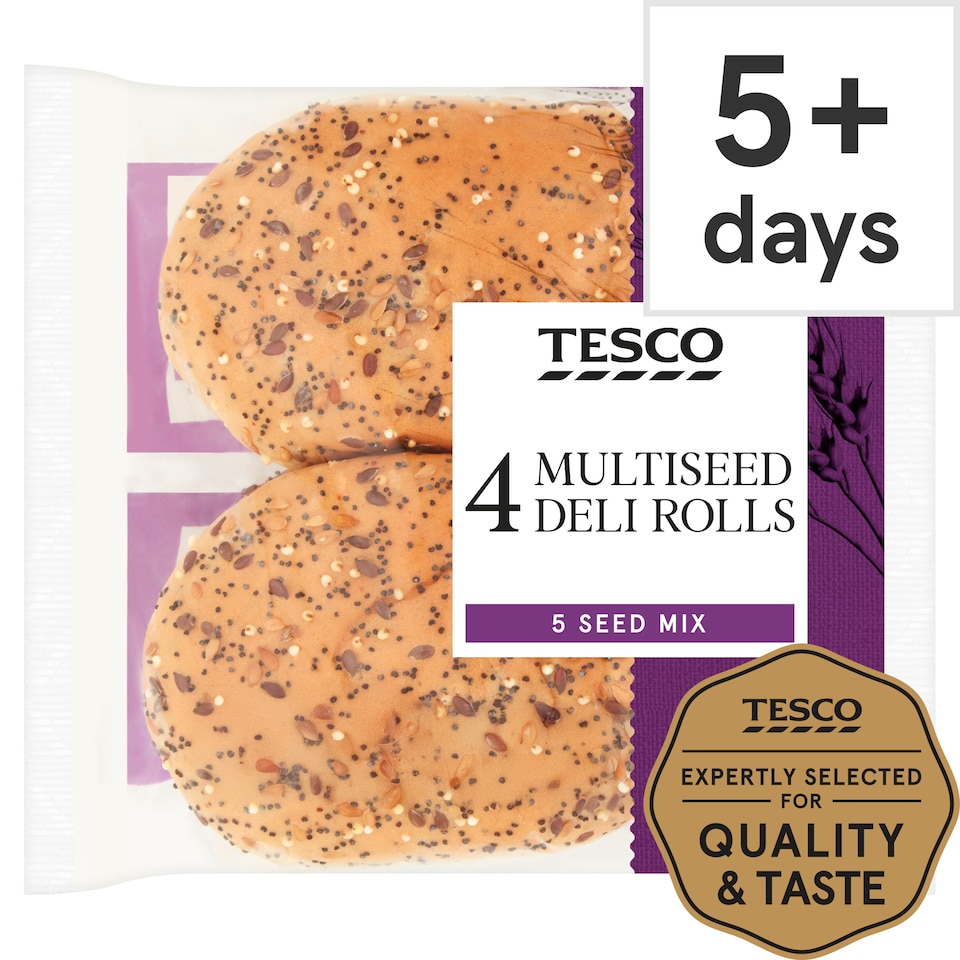 Tesco Deli Multiseed White Rolls 4 Pack