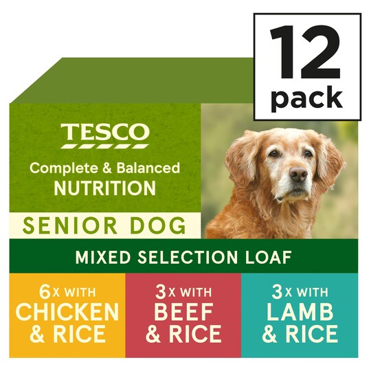 Tesco Senior Dog Loaf Selection 12x395g Can Tesco Groceries