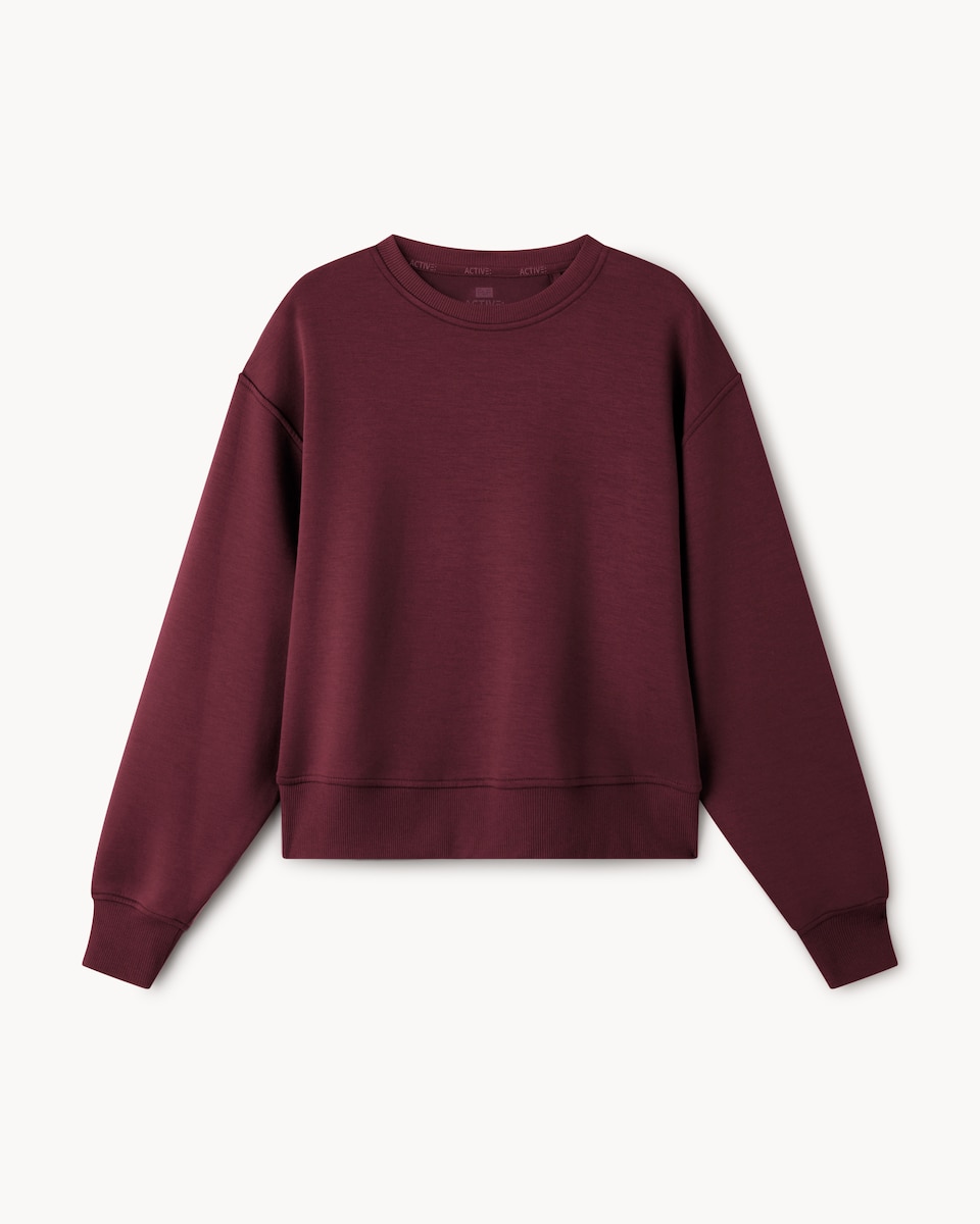 image 1 of F&F Active AFTERCLASS Fleece Lined Sweatshirt in Burgundy