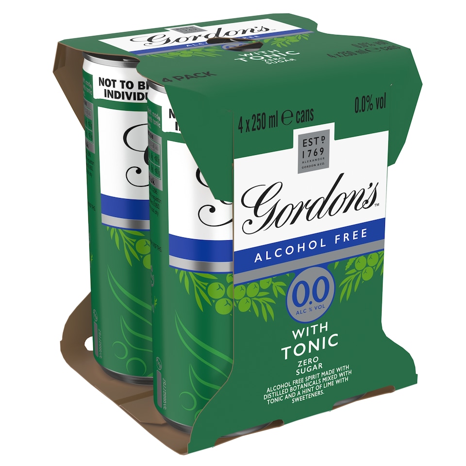 image 1 of Gordon's Alcohol Free Spirit & Tonic with Lime Can 0% Vol 4x250ml