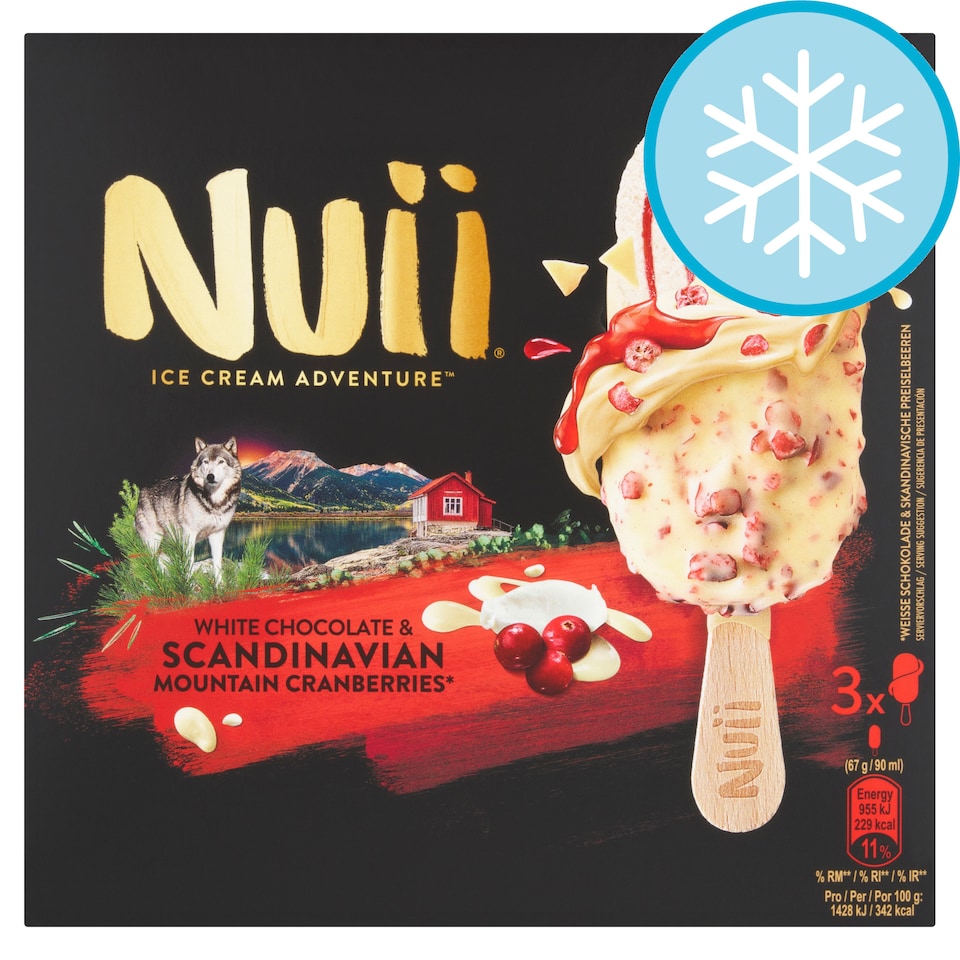 Nuii White Chocolate & Scandinavian Cranberries Ice Cream Sticks 270ml (3x90ml)
