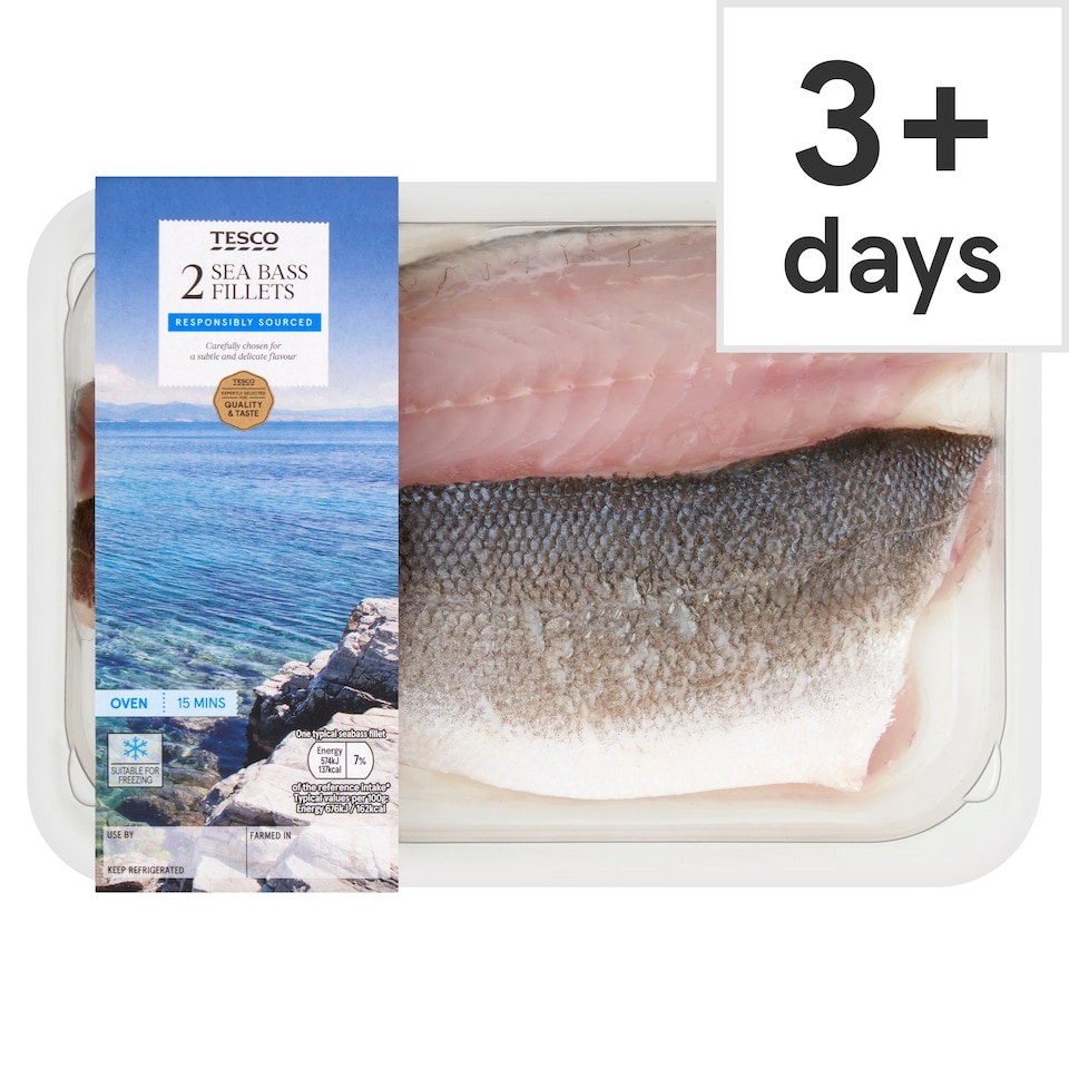 Tesco Sea Bass Fillets 170G