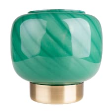 Candlelight Green Glass Swirl Battery Table Lamp