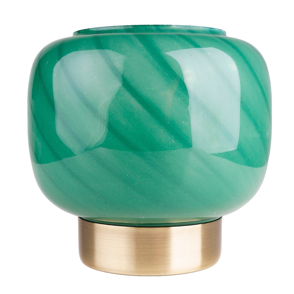 Candlelight Green Glass Swirl Battery Table Lamp