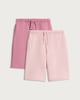 image 1 of F&F 2-Pack Cotton Rich Wide Leg Drawstring Joggers in Pink