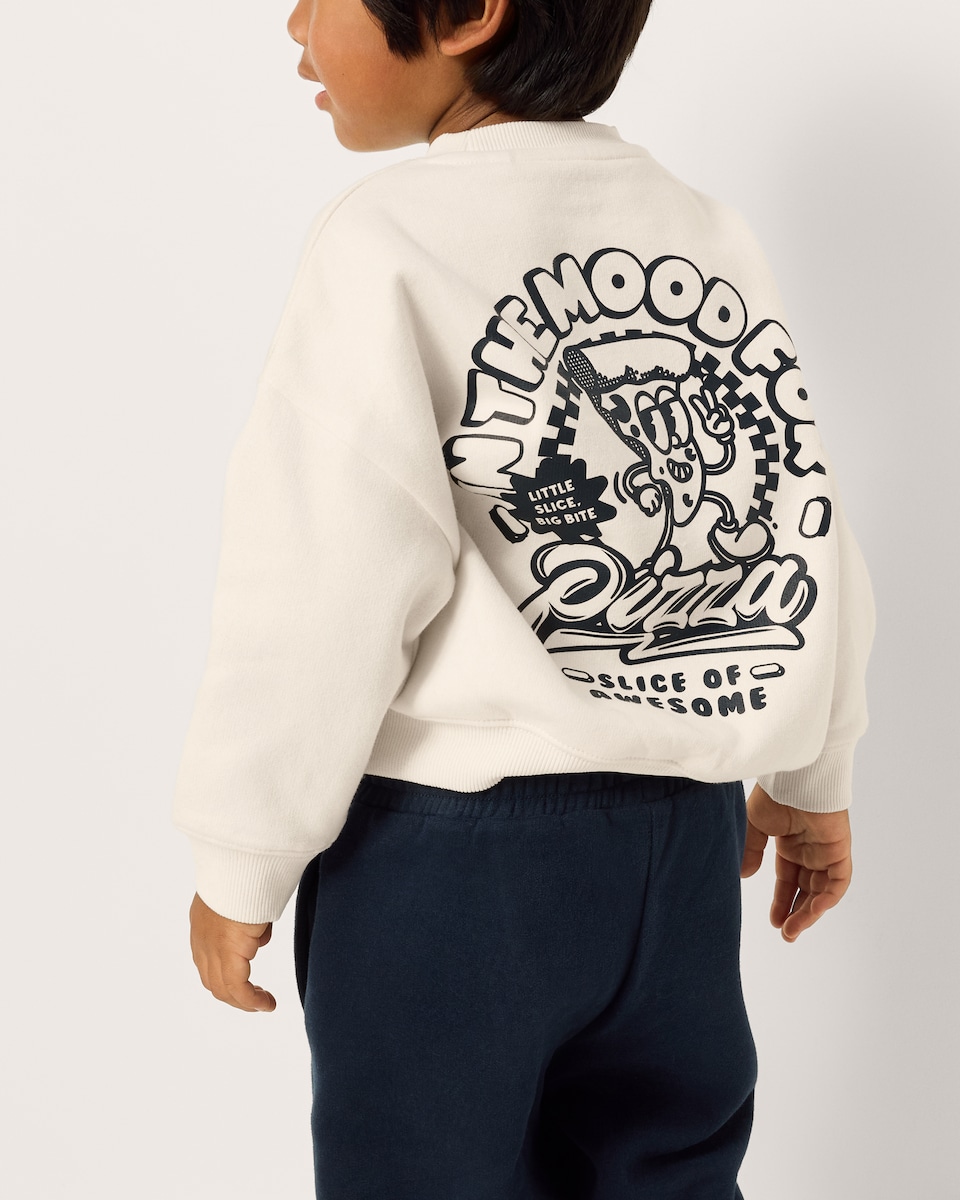 image 1 of F&F Boys 2-Piece Cotton Rich Slogan Sweatshirt and Joggers Set in Cream