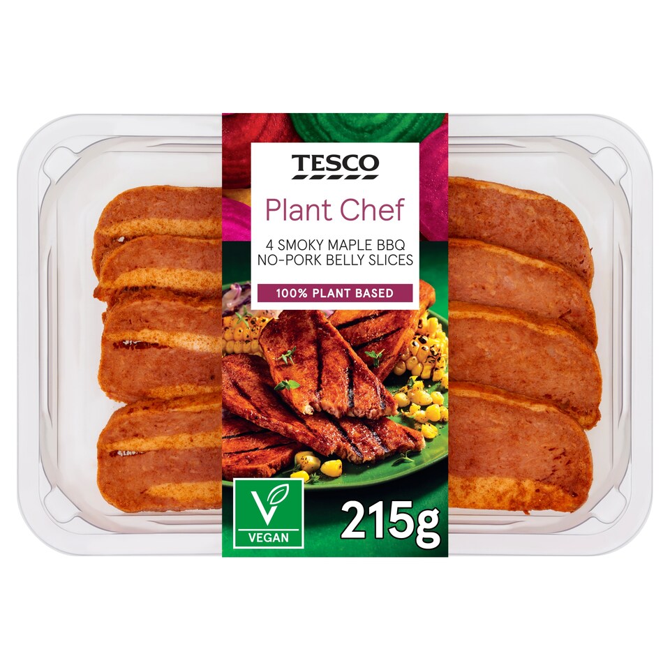 Tesco Plant Chef 4 Smokey Maple Bbq No-Pork Belly Slices 215G
