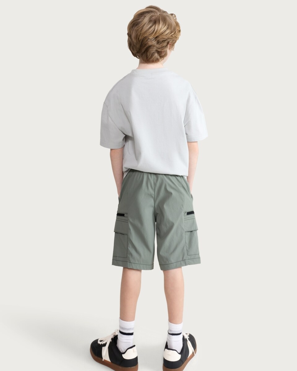 image 1 of F&F Active Boys TECHSPORT Zip Pocket Cargo Shorts in Khaki