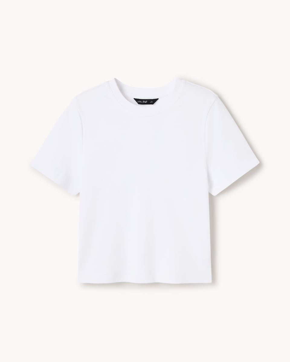 image 1 of F&F Pure Cotton Slim Fit T-Shirt in White