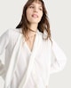 image 1 of F&F Crepe Tie Neck Pleated Blouse in Cream