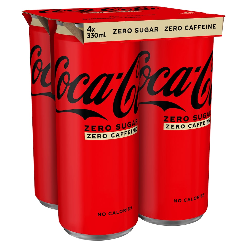 Coca-Cola Zero Sugar Zero Caffeine Soft Drink 4 x 330ml