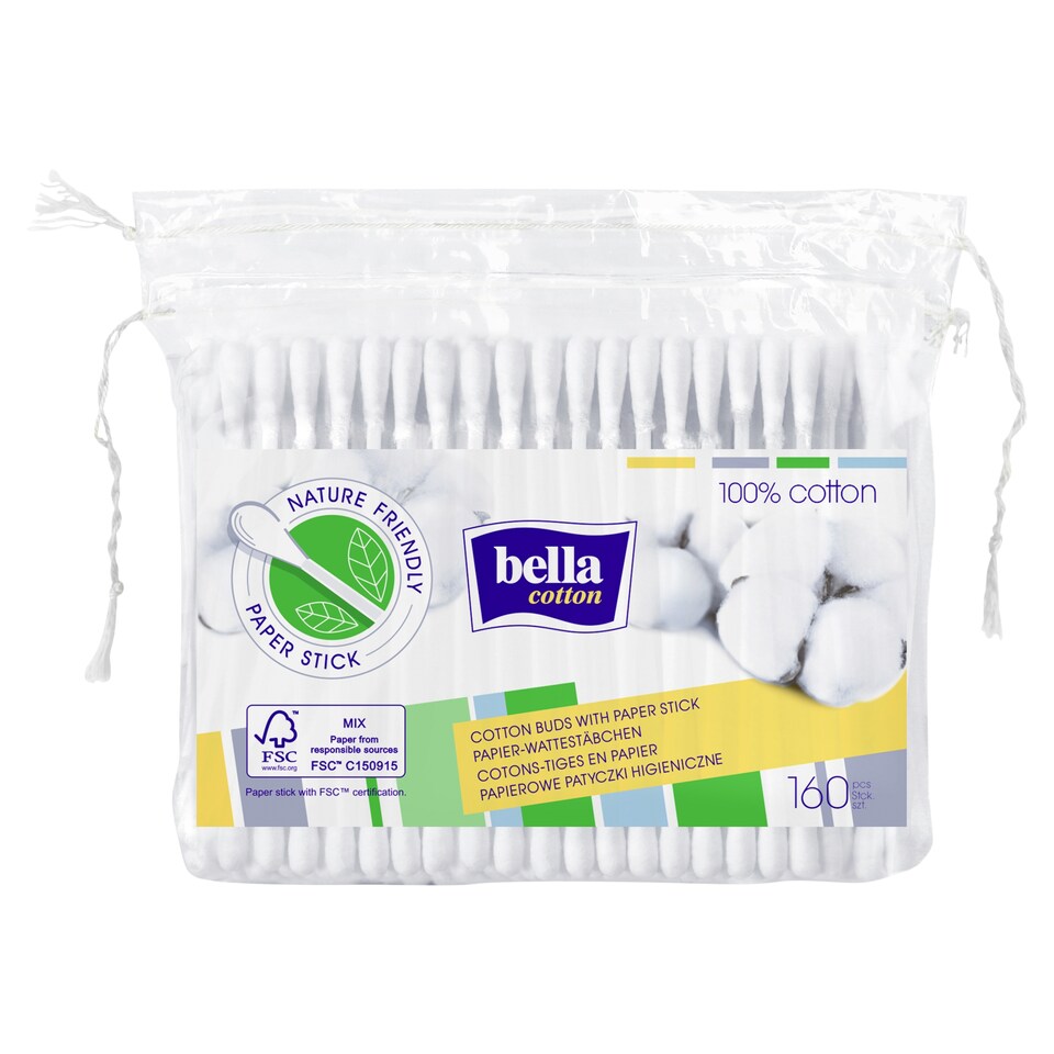 Bella Cotton Hygienické bavlněné tyčinky na papírovém základu 160 ks