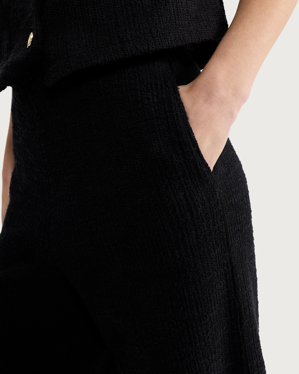 image 1 of The F&F Edit Textured Wide Leg Co-ord Trousers in Black