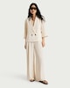 image 2 of F&F Pinstripe Super Wide Leg Co-ord Trousers in Ecru