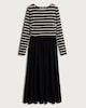 image 4 of F&F Stripe Print Long Sleeved Midi Dress in Multi Black