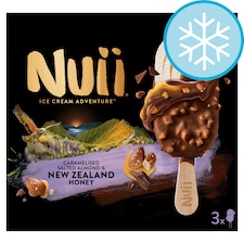 Nuii Caramelised Salted Almond & New Zealand Honey Ice Cream Sticks 3x90ml