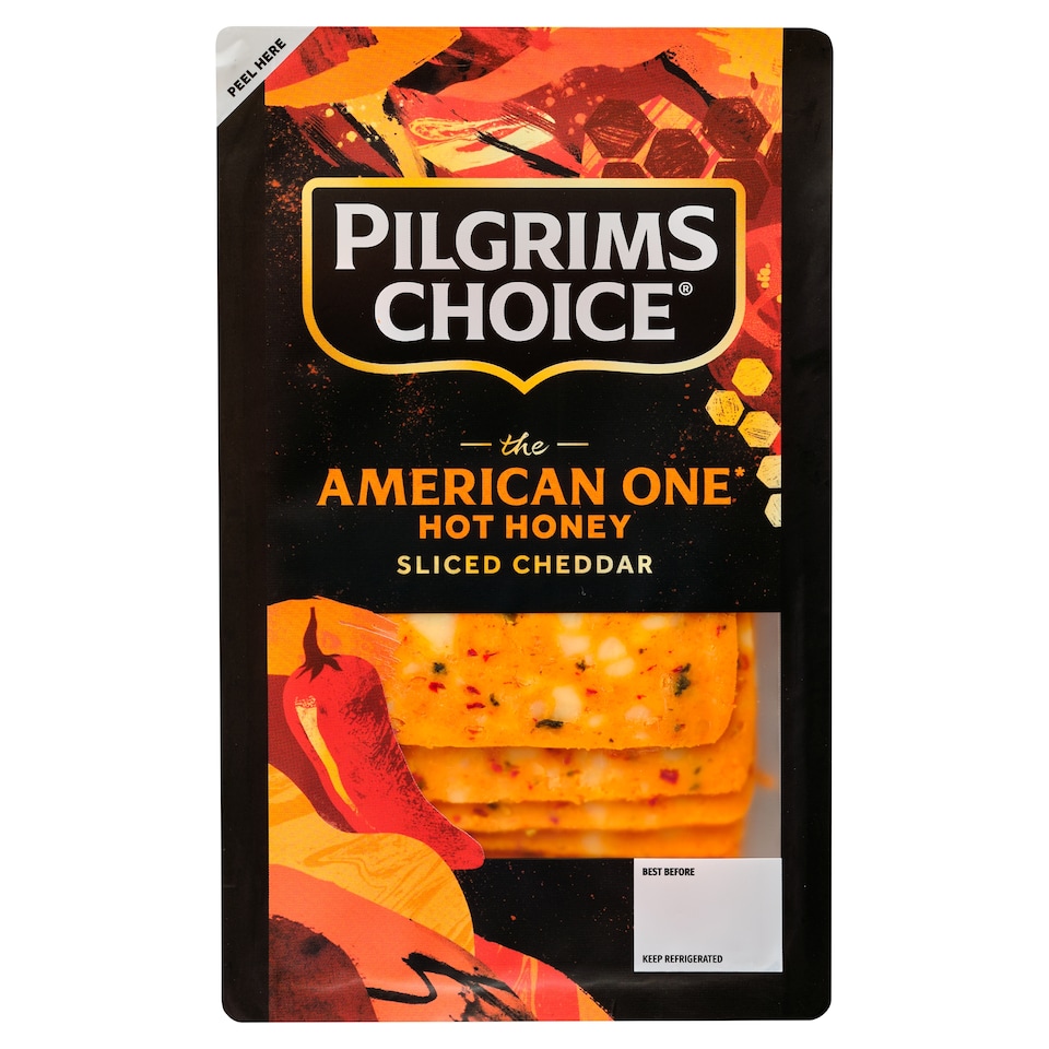 Pilgrims Choice The American One Hot Honey Sliced Cheese 150g