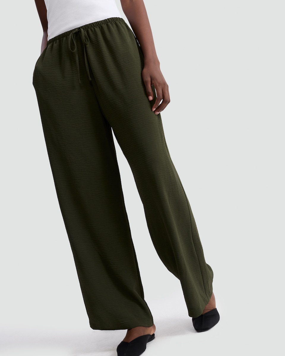 image 1 of F&F Wide Leg Drawstring Trousers in Olive